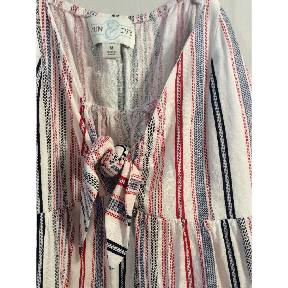 Jun & Ivy striped front tye cropped tank top Medium M